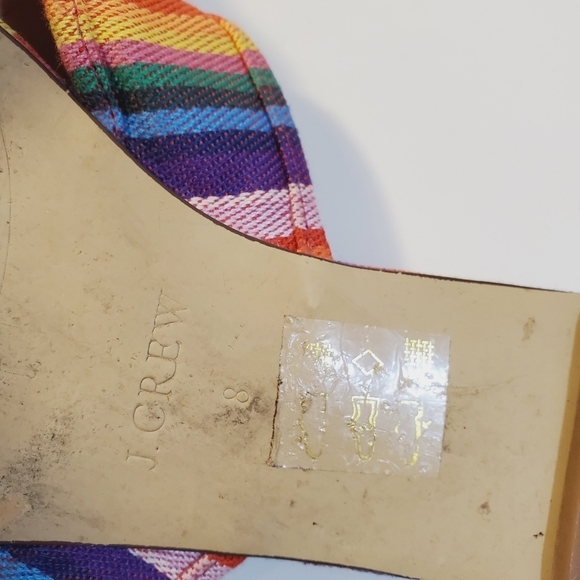 J. Crew Cora colorfull stripes canvas Flat Slides sandals size 8 - Picture 9 of 11